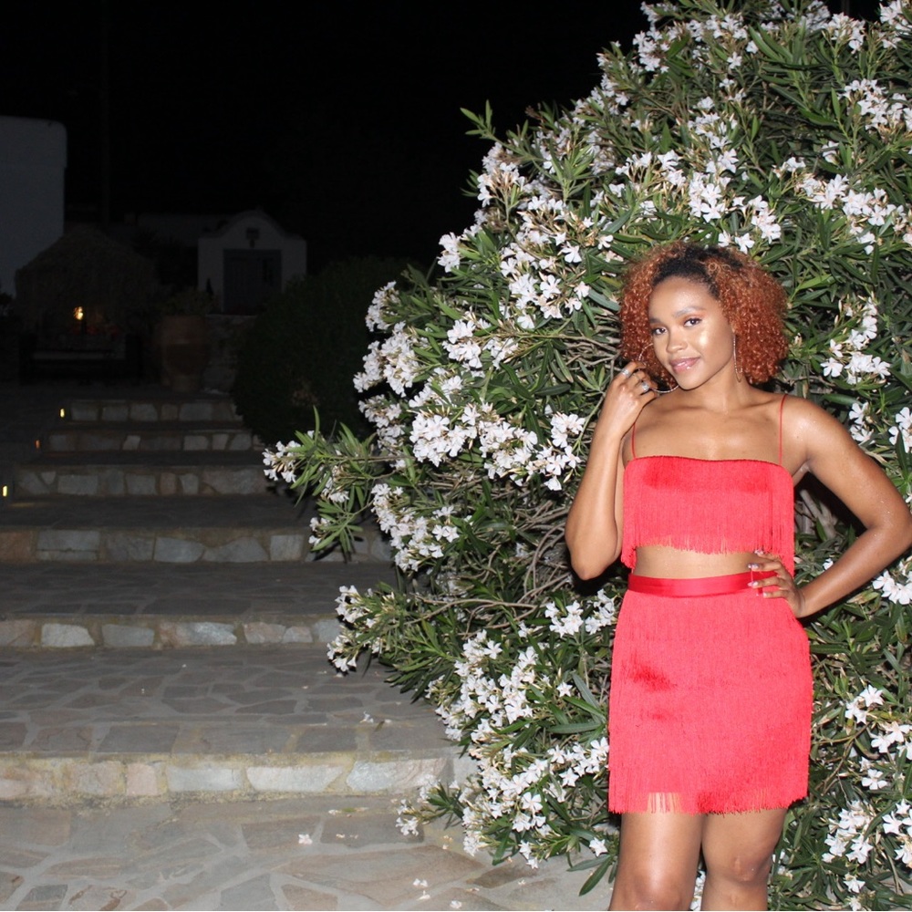 Meshki fringe skirt set